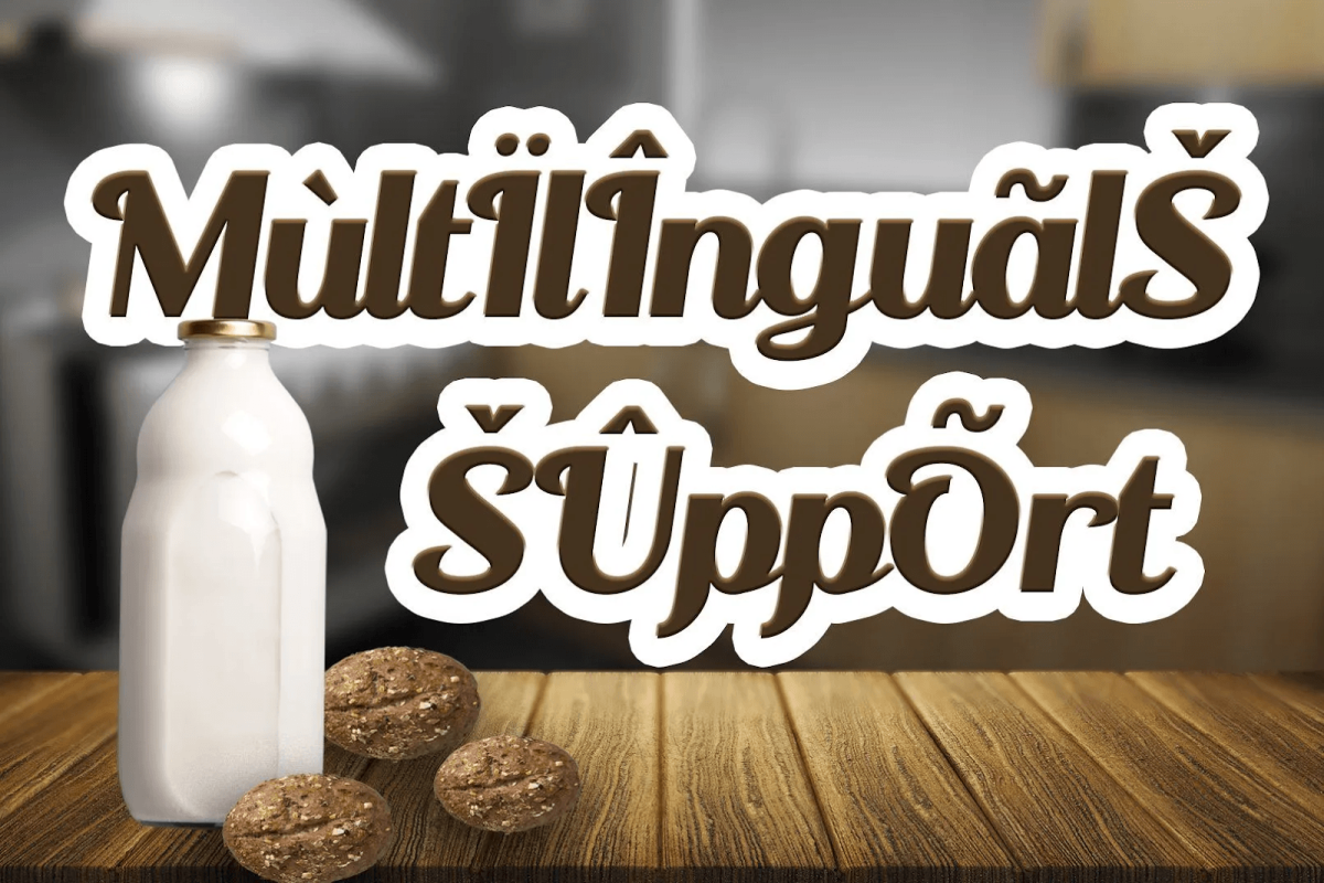 a bottle of milk and cookies on a table - Callum Calligraphic Font - Multilinguals